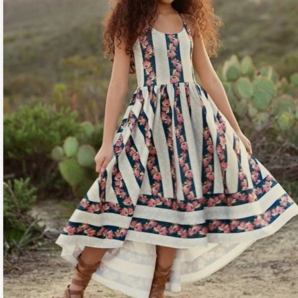 Joyfolie Girl's Brandi Dress in Floral Stripe Size 12